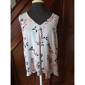 Loft Womens Floral Sleeveless Top Size L V-Neck Blouse